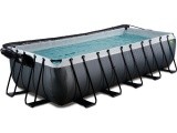 EXIT Black Leather pool 540x250x122cm with sand filter pump and dome and heat pump - black