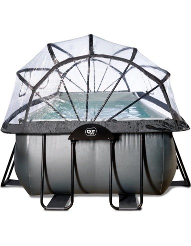 EXIT Black Leather pool 540x250x122cm with sand filter pump and dome and heat pump - black
