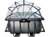 EXIT Black Leather pool 540x250x122cm with sand filter pump and dome and heat pump - black