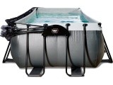 EXIT Black Leather pool 540x250x122cm with sand filter pump and dome and heat pump - black