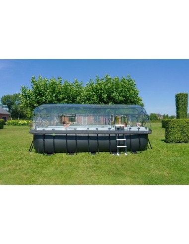 EXIT Black Leather pool 540x250x122cm with sand filter pump and dome and heat pump - black
