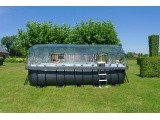 EXIT Black Leather pool 540x250x122cm with sand filter pump and dome and heat pump - black