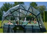 EXIT Black Leather pool 540x250x122cm with sand filter pump and dome and heat pump - black