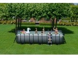 EXIT Black Leather pool 540x250x122cm with sand filter pump and dome and heat pump - black