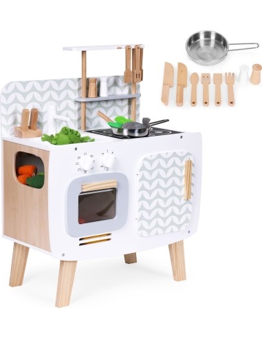 Wooden kitchen for kids retro oven burners sink kitchen accessories ECOTOYS