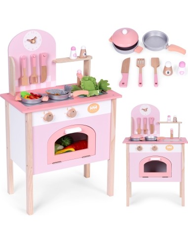 Children's pink kitchen with 8 accessories oven tap sink ECOTOYS