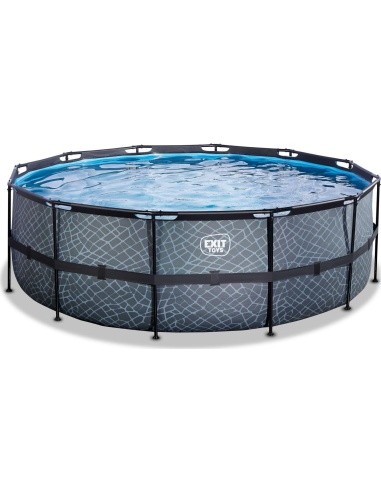 EXIT Stone pool ø427x122cm with filter pump and ladder - grey