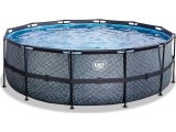 EXIT Stone pool ø427x122cm with filter pump and ladder - grey