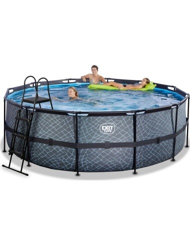 EXIT Stone pool ø427x122cm with filter pump and ladder - grey