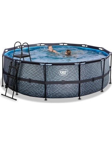 EXIT Stone pool ø427x122cm with filter pump and ladder - grey