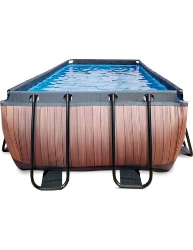 EXIT Wood pool 400x200x122cm with sand filter pump - brown
