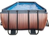 EXIT Wood pool 400x200x122cm with sand filter pump - brown