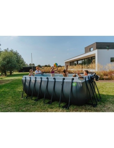 EXIT Wood pool 400x200x122cm with sand filter pump - brown