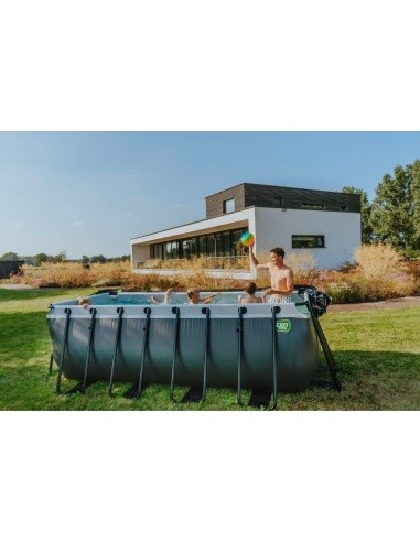 EXIT Wood pool 400x200x122cm with sand filter pump - brown