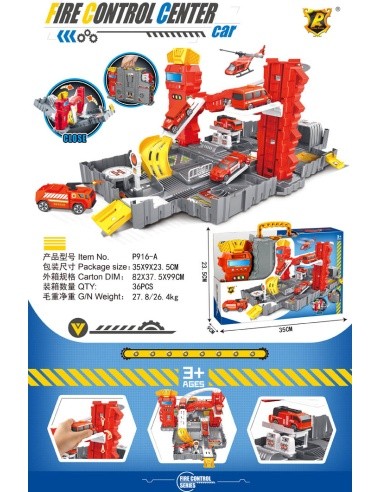 Folding Car Park with Suitcase + Accessories Fire Brigade Edition