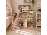 Medinis lėlių namas Laura, 3 aukštai, 5 kambariai, 15 baldų, ECOTOYS