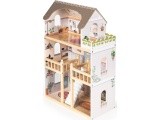 Drewniany domek dla lalek Laura 3 piętra 5 pomieszczeń 15 mebelków ECOTOYS