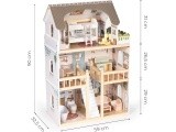 Medinis lėlių namas Laura, 3 aukštai, 5 kambariai, 15 baldų, ECOTOYS