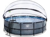 EXIT Stone pool ø488x122cm with sand filter pump and dome and heat pump - grey