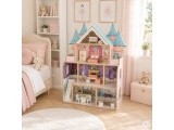 Drewniany domek dla lalek zamek Bella 4 piętra 5 pomieszczeń 15 mebelków ECOTOYS