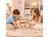 Lėlių namelis lagamine su mediniais baldais ir 20 priedų rinkiniu ECOTOYS