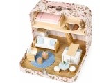 Lėlių namelis lagamine su mediniais baldais ir 20 priedų rinkiniu ECOTOYS