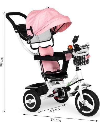 Tricycle rotating canopy durable rubber wheels ECOTOYS