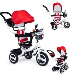 Tricycle swivel canopy red durable rubber wheels ECOTOYS