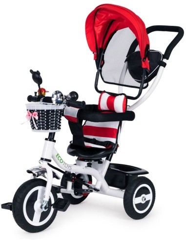 Tricycle swivel canopy red durable rubber wheels ECOTOYS
