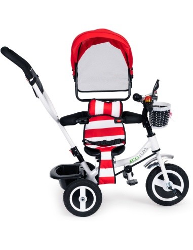 Tricycle swivel canopy red durable rubber wheels ECOTOYS