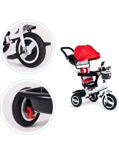 Tricycle swivel canopy red durable rubber wheels ECOTOYS