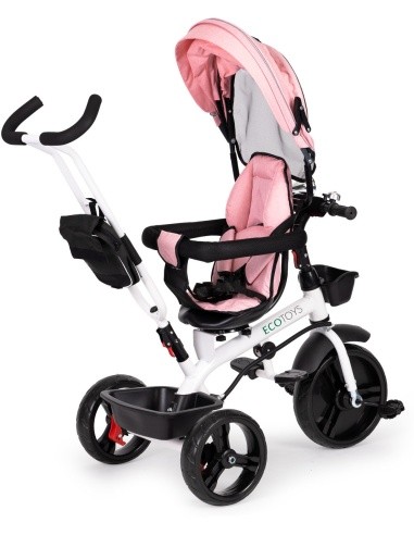 Triratukas su sukiojama 360° sėdyne, rožinis ECOTOYS