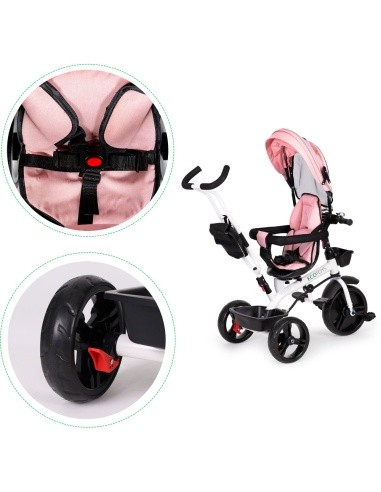 Triratukas su sukiojama 360° sėdyne, rožinis ECOTOYS