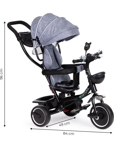 Triratukas su pasukama sėdyne ir stogeliu ECOTOYS