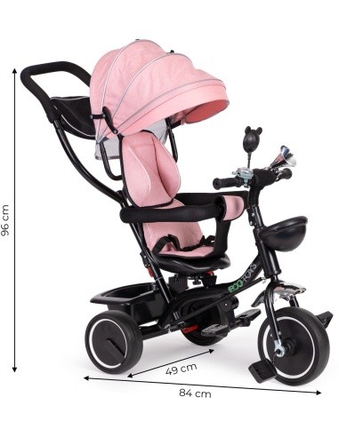 Triratukas ECOTOYS su sukiojama sėdyne ir stumdymo rankena
