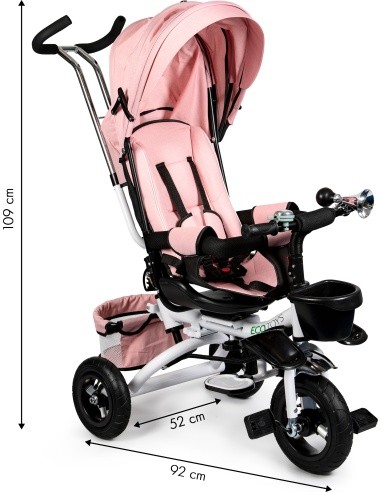 Rotating tricycle 360° Pink Delux with canopy ECOTOYS