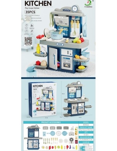 Blue Kitchen with Light and Sound Function + Accessories