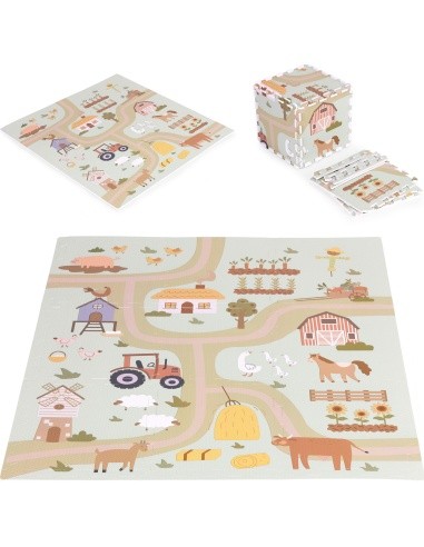 Large EVA foam mat for children Farm 90,5x90,5 cm 21 el. ECOTOYS