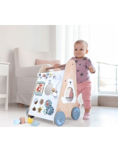 Wooden push walker educational stroller