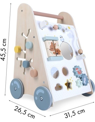 Wooden push walker educational stroller
