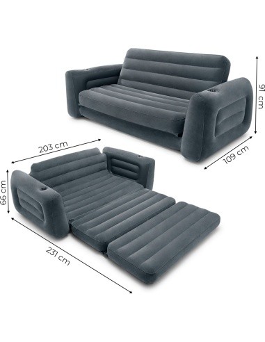 Pripučiama sofa-lova, keičiama į čiužinį 2 in 1 INTEX 66552