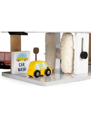 Large wooden garage parking with elevator + cars helicopter car wash ECOTOYS