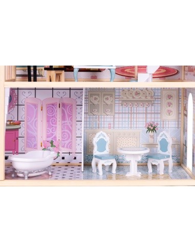 Dollhouse large wooden 3 floors 11 furniture ECOTOYS