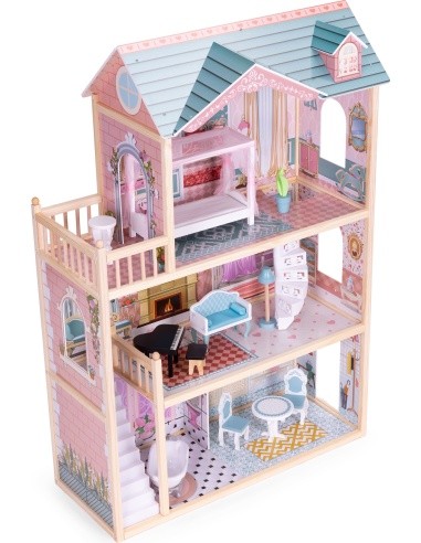 Dollhouse large wooden 3 floors 11 furniture ECOTOYS
