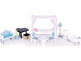 Medinis lėlių namas ECOTOYS, 3 aukštų, 11 baldų