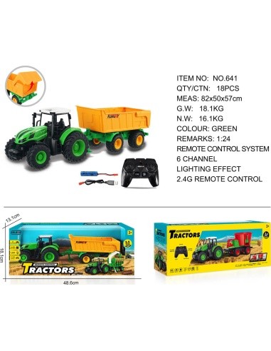 Tractor with openable yellow semi-trailer R/C 1:24