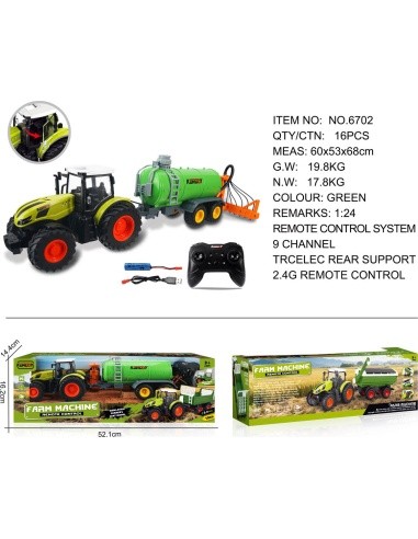 Green Barrel Tractor R/C 1:24
