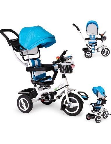 Triratukas su 360° pasukama sėdyne ir sudedamu stogeliu Ecotoys, pilkas