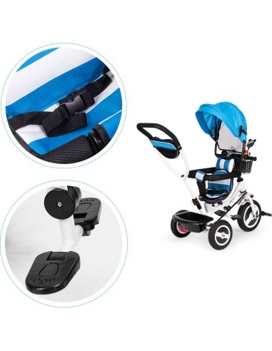 Triratukas su 360° pasukama sėdyne ir sudedamu stogeliu Ecotoys, pilkas