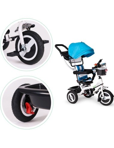 Triratukas su 360° pasukama sėdyne ir sudedamu stogeliu Ecotoys, pilkas